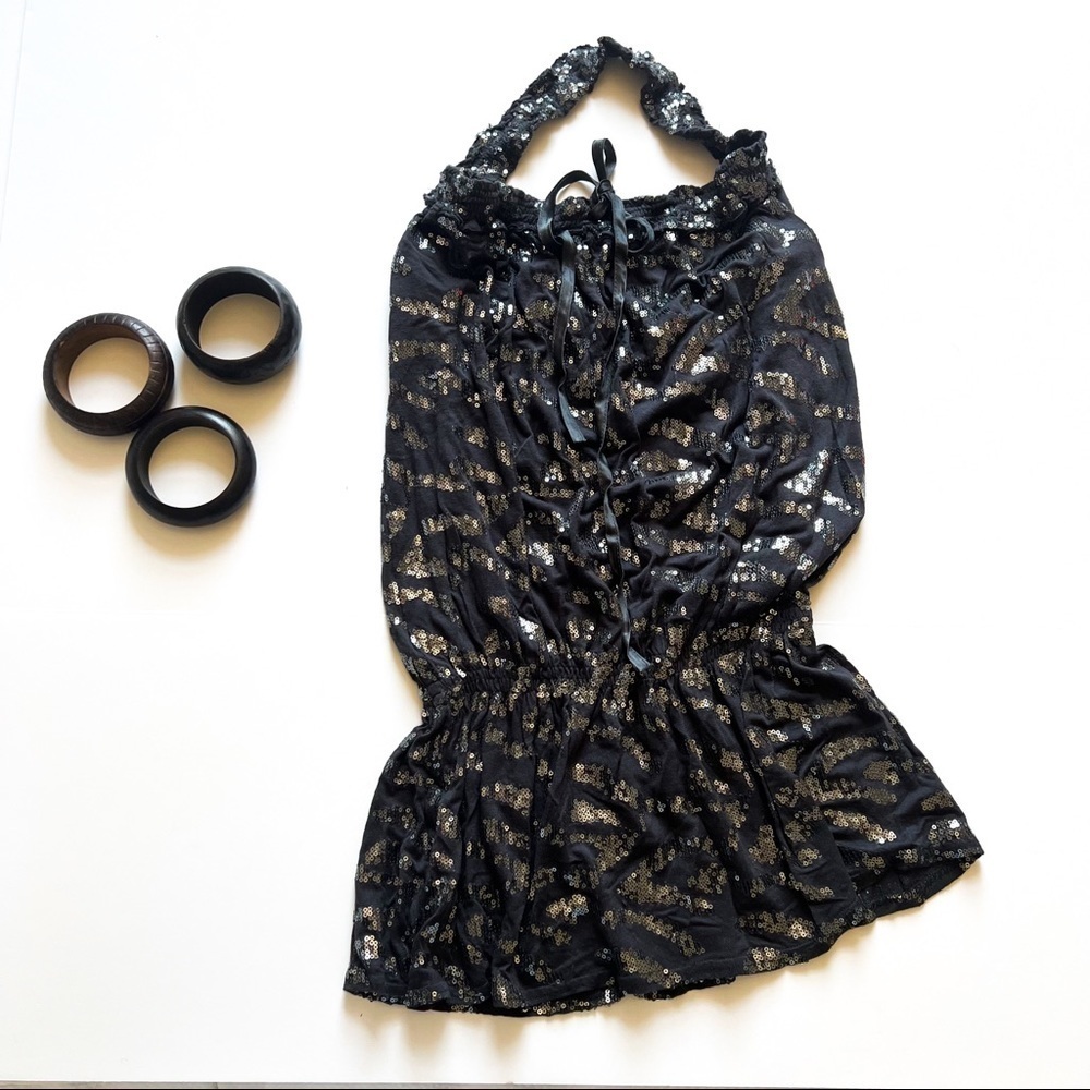 Vanita Rosa Paris Luxe Midnight Sky Sequin Dress / Halter / Resort Cover-up S - Picture 11 of 14